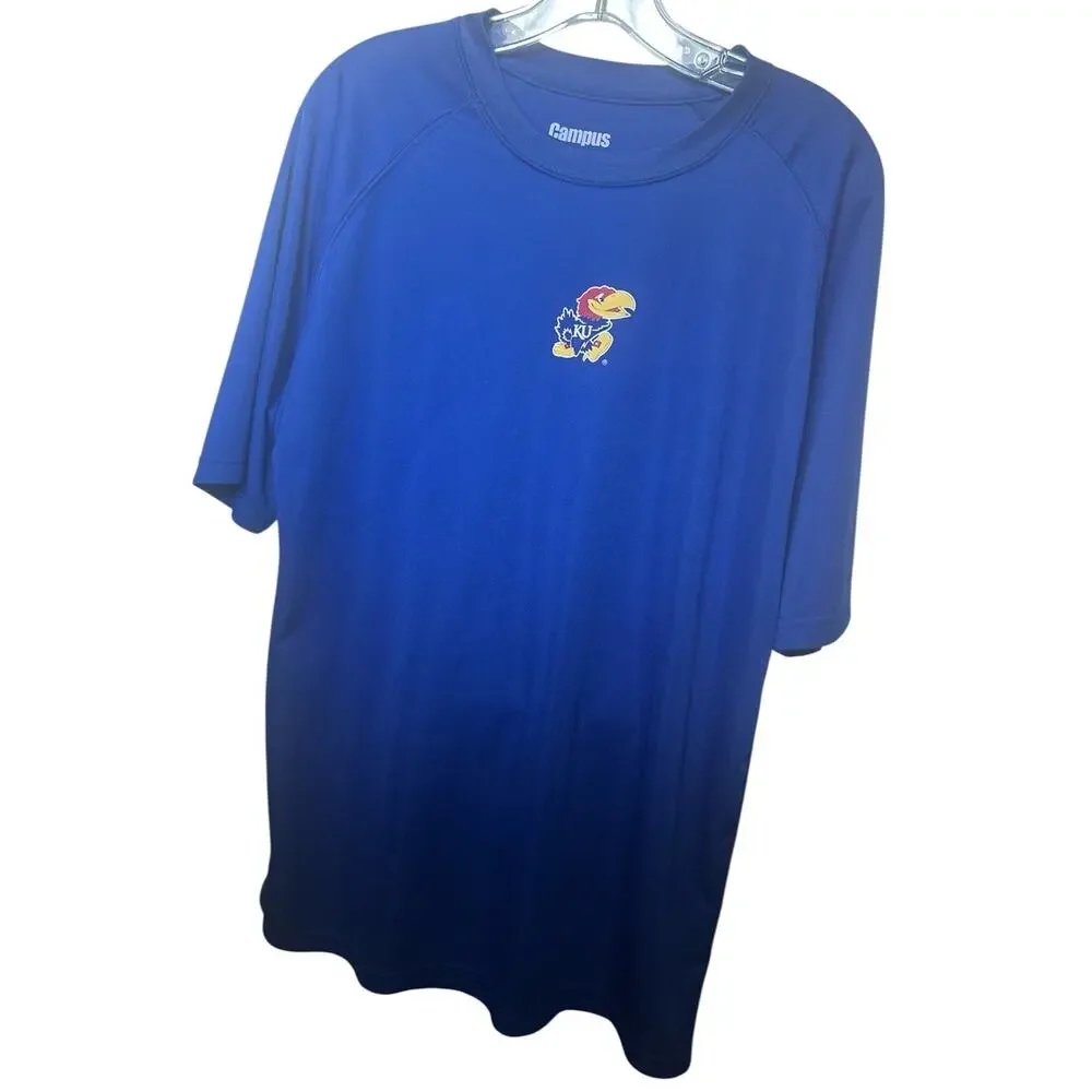 University of Kansas Jayhawks Logo T-Shirt‎ Men’s XL Blue Performance Polyester